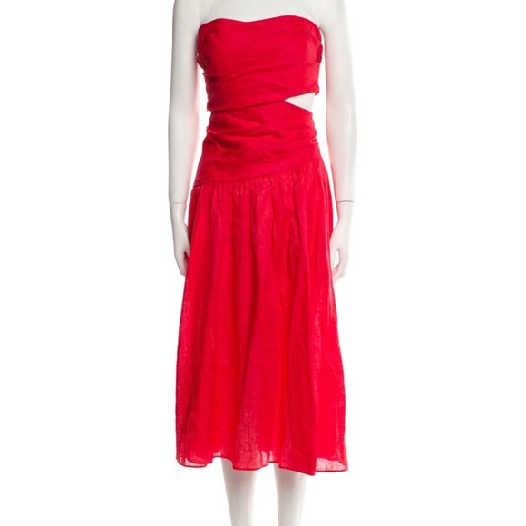 Zimmermann Linen Midi Red Dress
